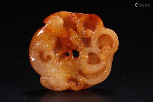 A Chinese Hetian Jade Drgon Carved Pattern