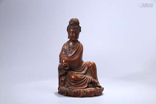 A Chinese Bamboo Guanyin Statue