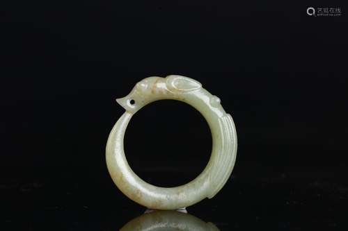 A Chinese Hetian Jade Bangle Carved With Dragon