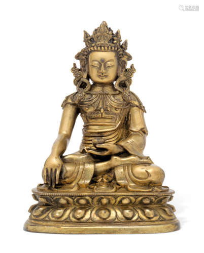 清十八世紀 鎏金銅阿彌陀佛坐像 18TH CENTURY