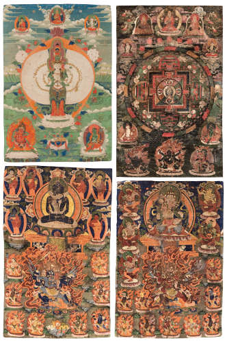 西藏十九世紀 唐卡一組四幅 TIBET, 19TH CENTURY
