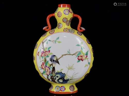 A Chinese Porcelain Enameled Oblate Vase