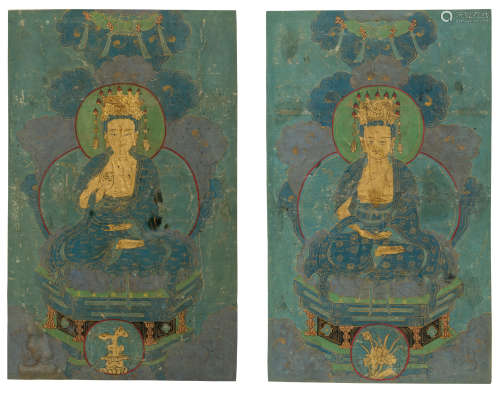 清十八世紀 佛像唐卡兩幅 18TH CENTURY