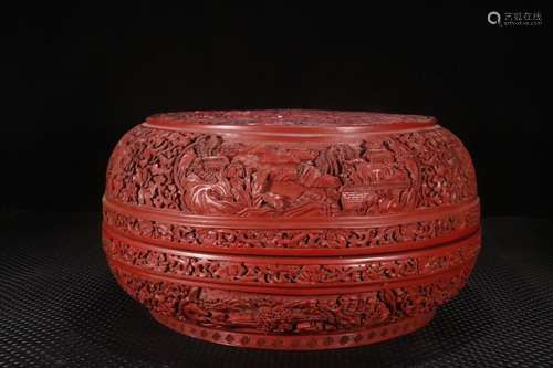 A Chinese Red Lacquerware Story Box