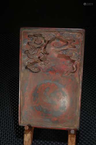 A Chinese Inkstone With Dragon Carving