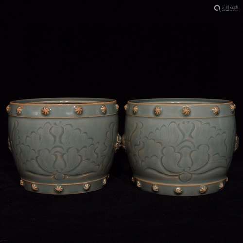 Pair Of Chinese Porcelain Yue Kiln Censer