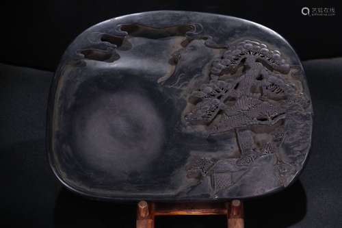 A Chinese Inkstone With Scene Pattern