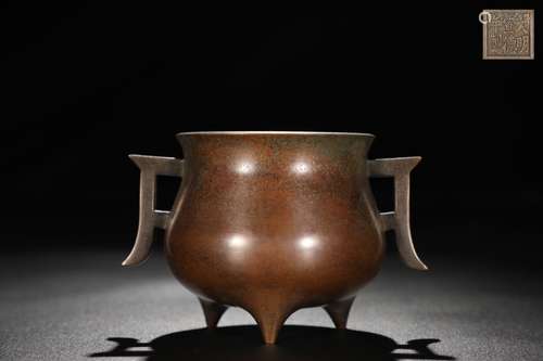 A Chinese Bronze Ear Censer