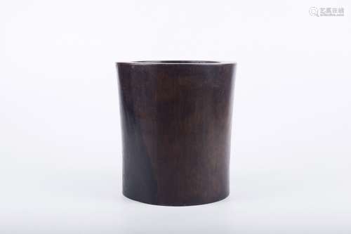 A Chinese Red Wood Brush Pot