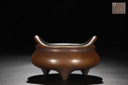 A Chinese Bronze Ear Censer