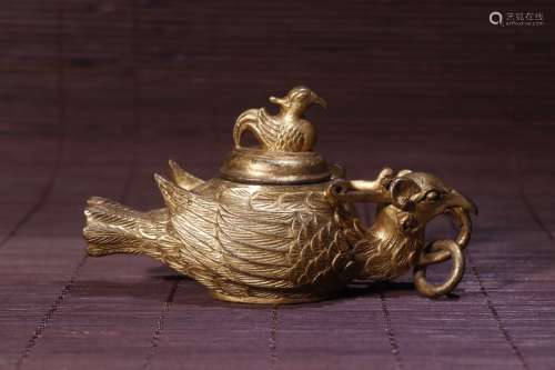 A Chinese Gilt Bronze Phoenix Carved Ornament