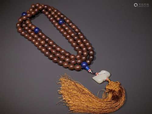 A Chinese Agarwood Necklace With Beads