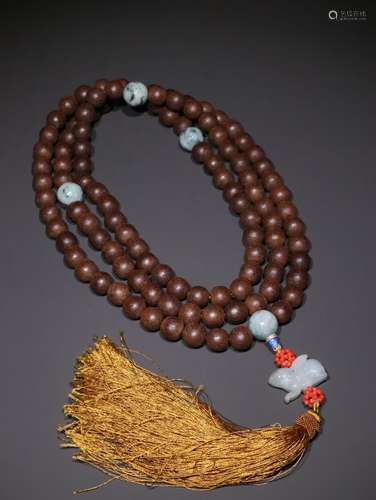 A Chinese Agarwood Necklace With Beads