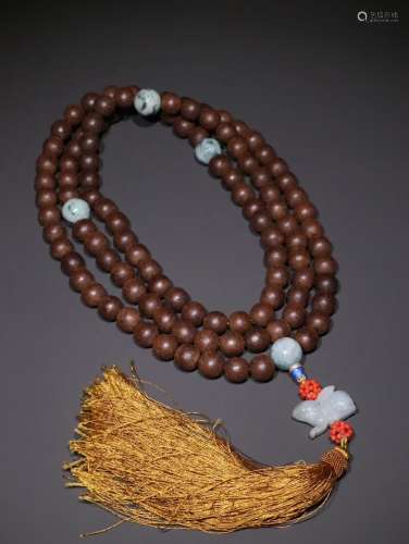 A Chinese Agarwood Necklace With Beads