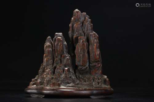 A Chinese Agarwood Ornament With Mountain Shape