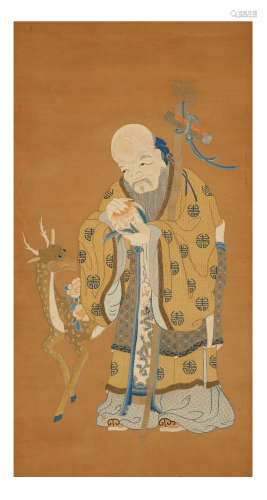 清十八/十九世紀 刺繡壽星立像圖 18TH -19TH CENTURY