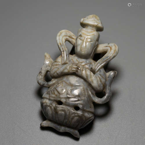 A Chinese Jade Carved Figure Pendant