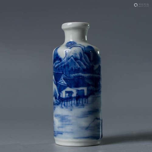 A Chinese Blue and White Landscape Pattern Porcelain Snuff Bottle