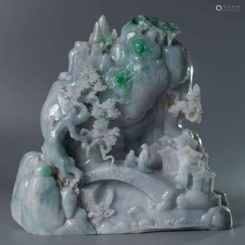 A Chinese Jadeite Carved Rockery Ornament