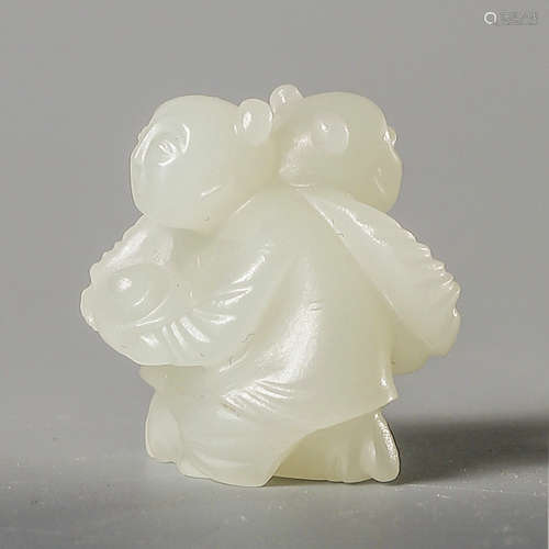 A Chinese White Hetian Jade Carved Ornament