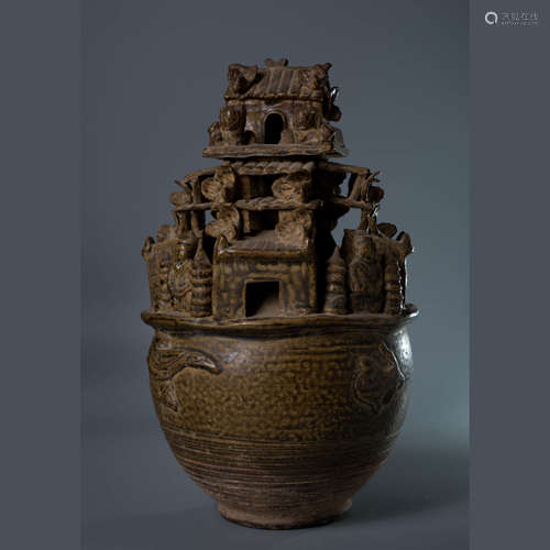 A Chinese Celadon Granary Jar