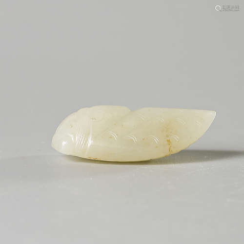 A Chinese White Hetian Jade Carved Cicada Ornament