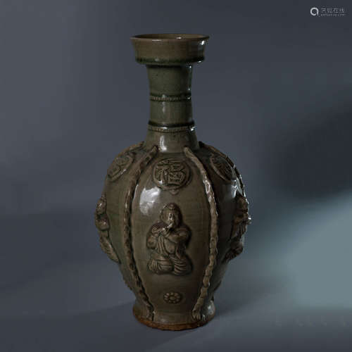 A Chinese Celadon Paste-on-paste Figure Decoration Vase