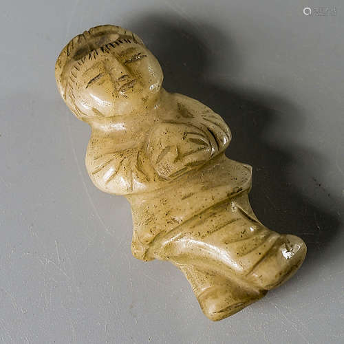 A Chinese White Hetian Jade Carved Boy Ornament