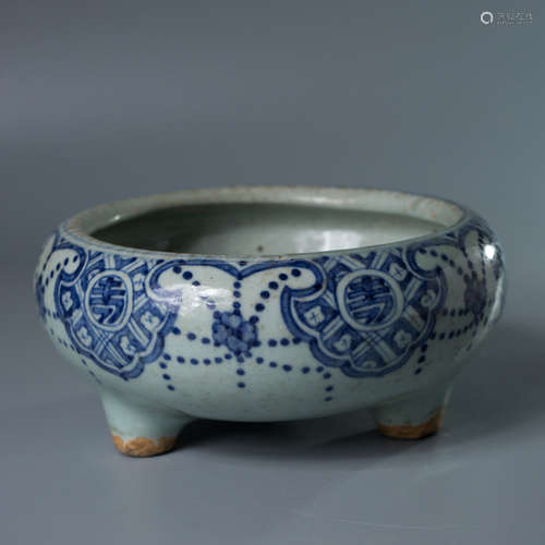 A Chinese Blue and White Porcelain Incense Burner