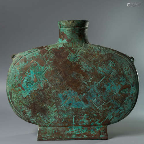 A Chinese Gild Bronze Oblate Pot