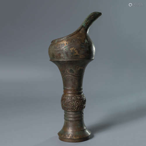 A Chinese Gild Bronze Dragon Pattern Drinking Vessel