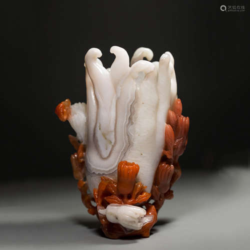 A Chinese South Red Agate Buddha Hand Ornament