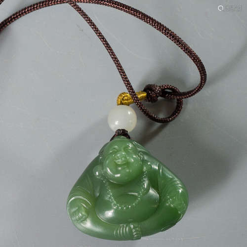 A Chinese Hetian Jasper Buddha Pendant