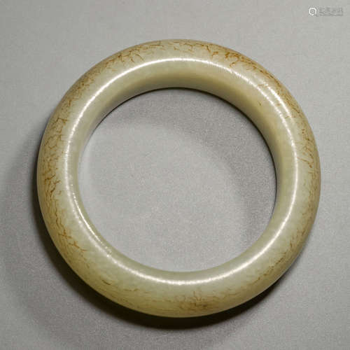 A Chinese White Hetian Jade Bracelet