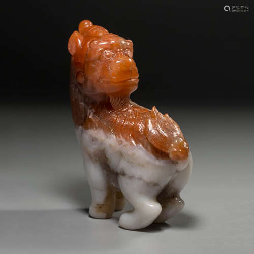 A Chinese South Red Agate Beast Ornament