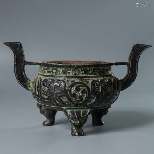 A Chinese Dragon Pattern Bronze Incense Burner