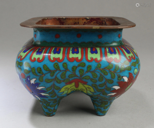 A Cloisonne Square Shaped Censer