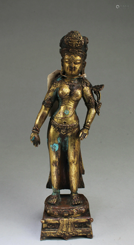 A Gilt Bronze Bodhisattva Statue