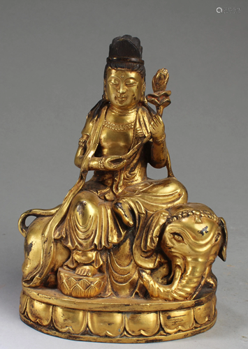 Chinese Gilt Bronze Guanyin Statue