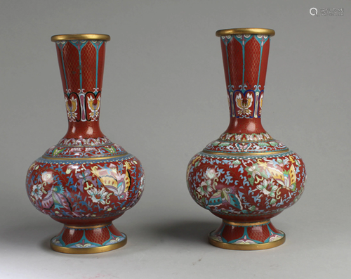 A Pair of Cloisonne Vases