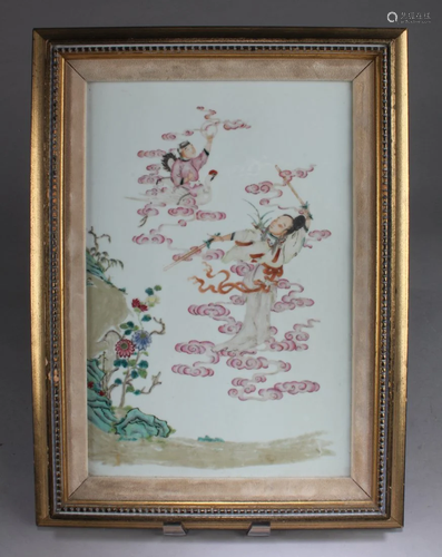 Antique Framed Porcelain Plaque