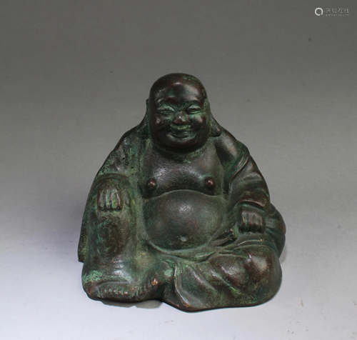 A Bronze Smiling Buddha Statue