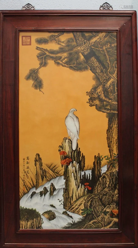 A Framed Porcelain Plaque