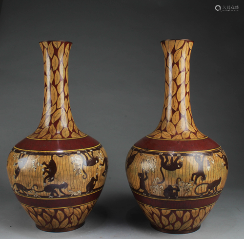 A Pair of Cloisonne Vases