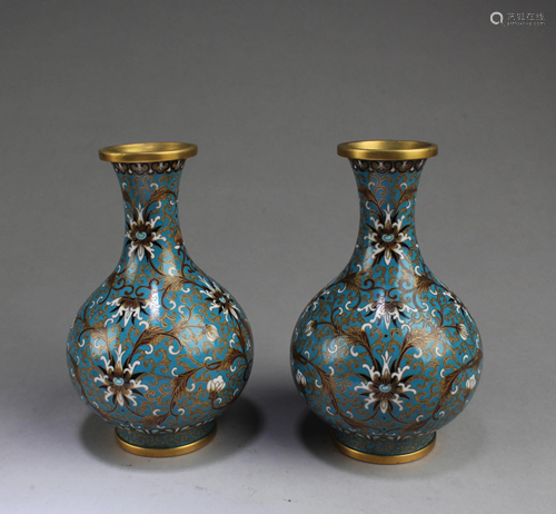 A Pair of Cloisonne Vases