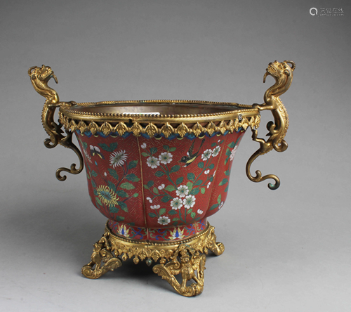 A Ormolu & Cloisonne Jardinere