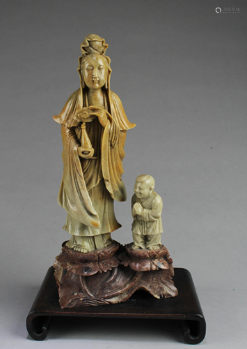 Chinese Soapstone Guanyin Statue