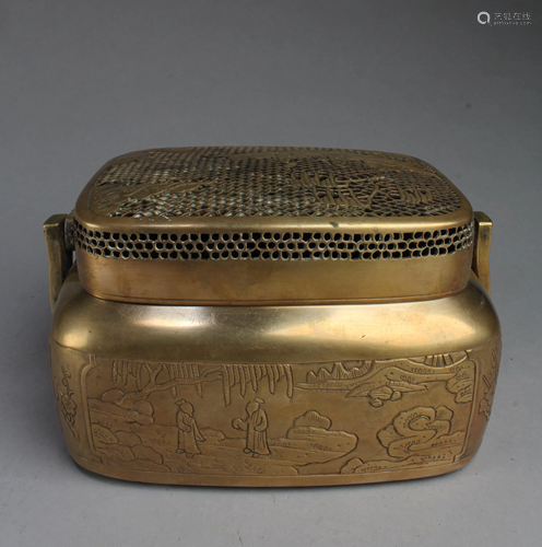 Antique Chinese Gilt Bronze Hand Warmer