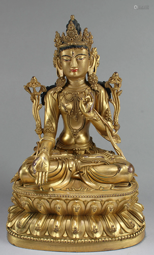 Chinese Gilt Bronze Bodhisattva Buddha Statue