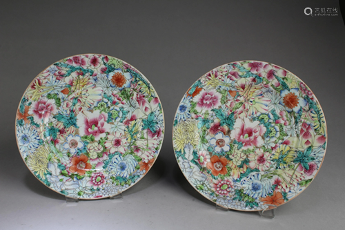 A Pair of Chinese Polychrome Porcelain Plates